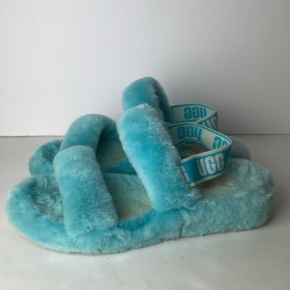 UGG Fluff Yeah Blue Plush Slippers - Picture 4 of 8